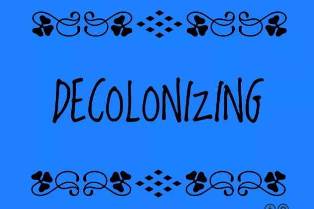 Blue background with caption 