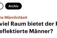 Ganz oben stehen die beiden Worte "Musik" und "Archiv" in schwarz, darunter in rot "Kritische Männlichkeit", darunter in schwarz der Titel "Wie viel Raum bietet der Pop für reflektierte Männer?"